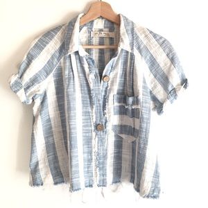 Free People Cropped Button Down Top
